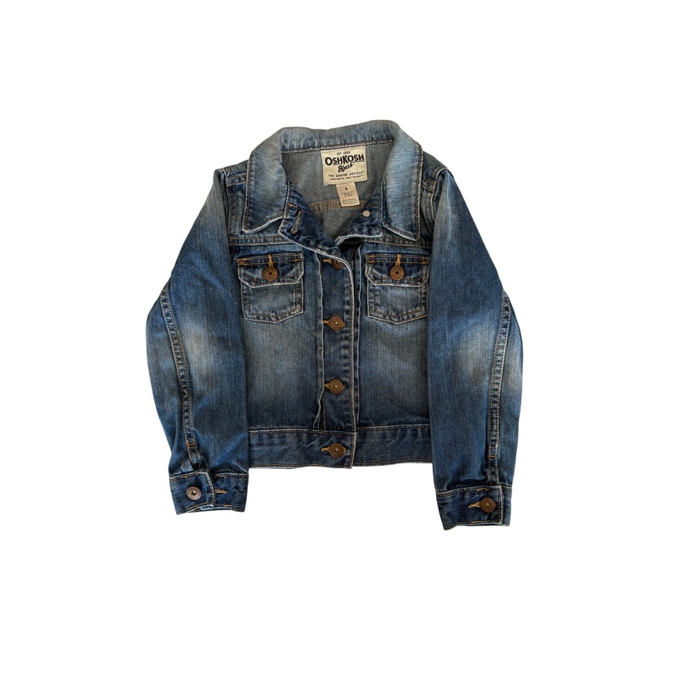 OshKosh B'gosh Kids Size 6 Blue Denim Jean Jacket Button Front 100% Cotton